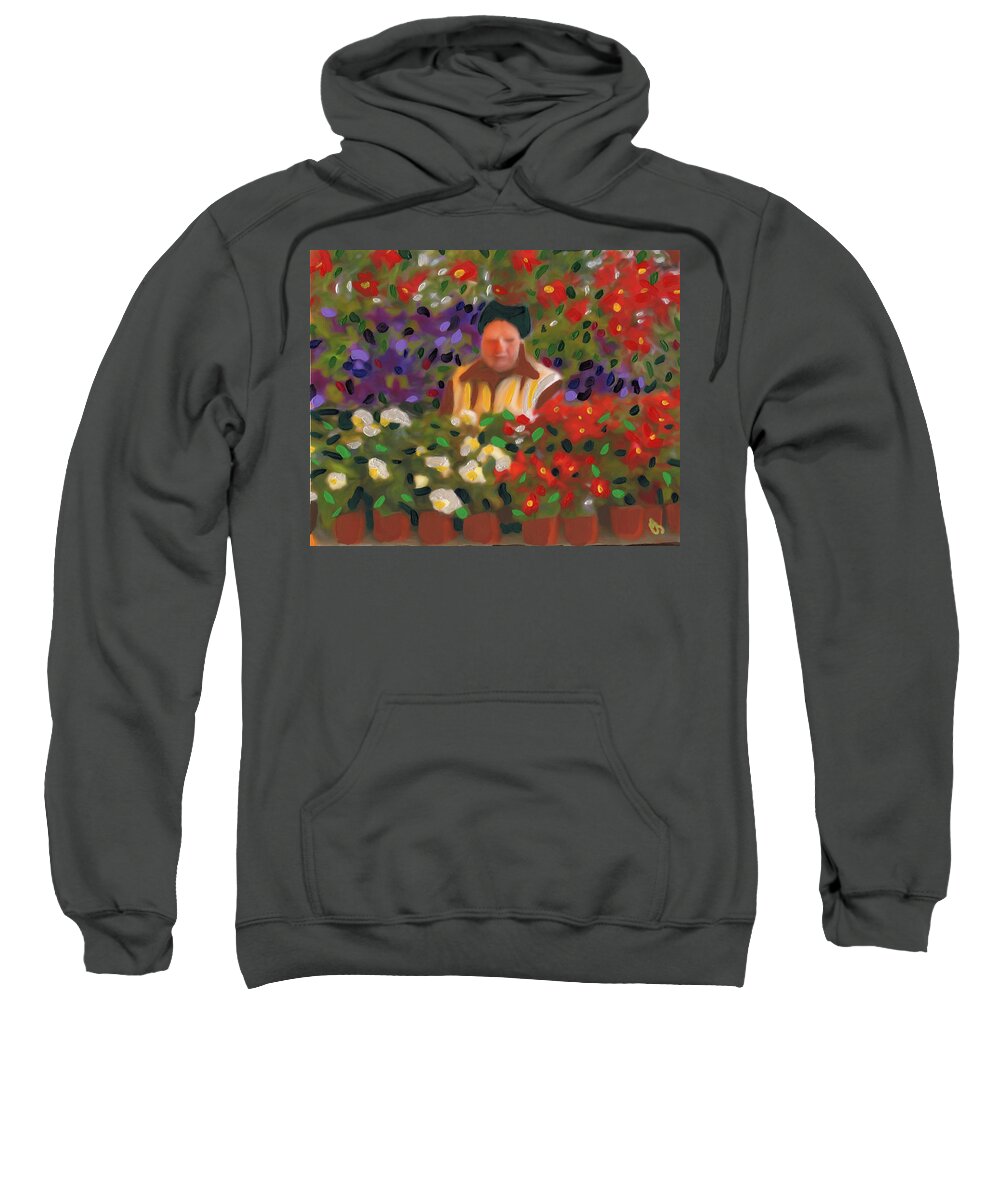 Lithuanian Sweatshirt featuring the painting Flowers For Sale by Deborah Boyd