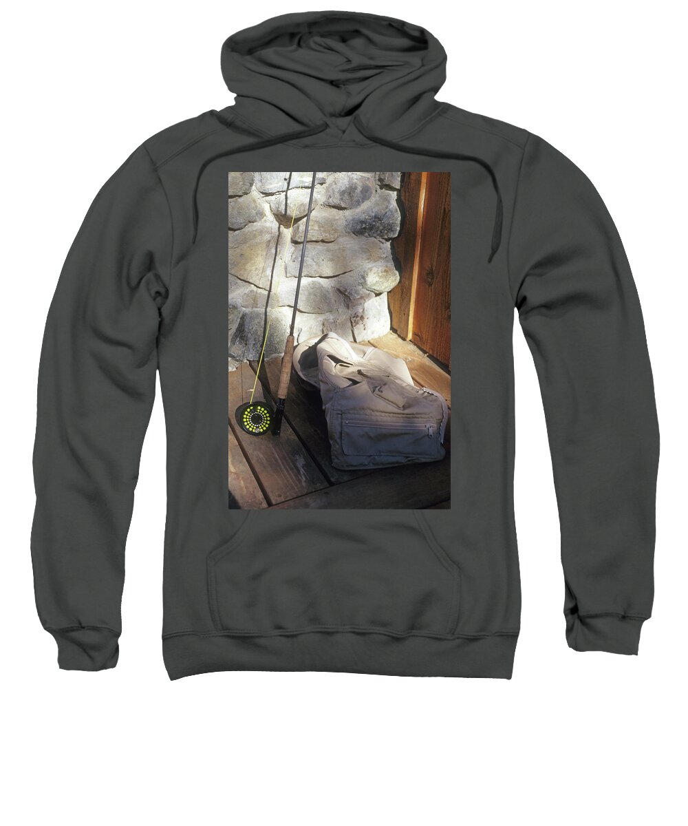 Fine Art Sweatshirt featuring the photograph Fly Rod and Vest by Frank DiMarco