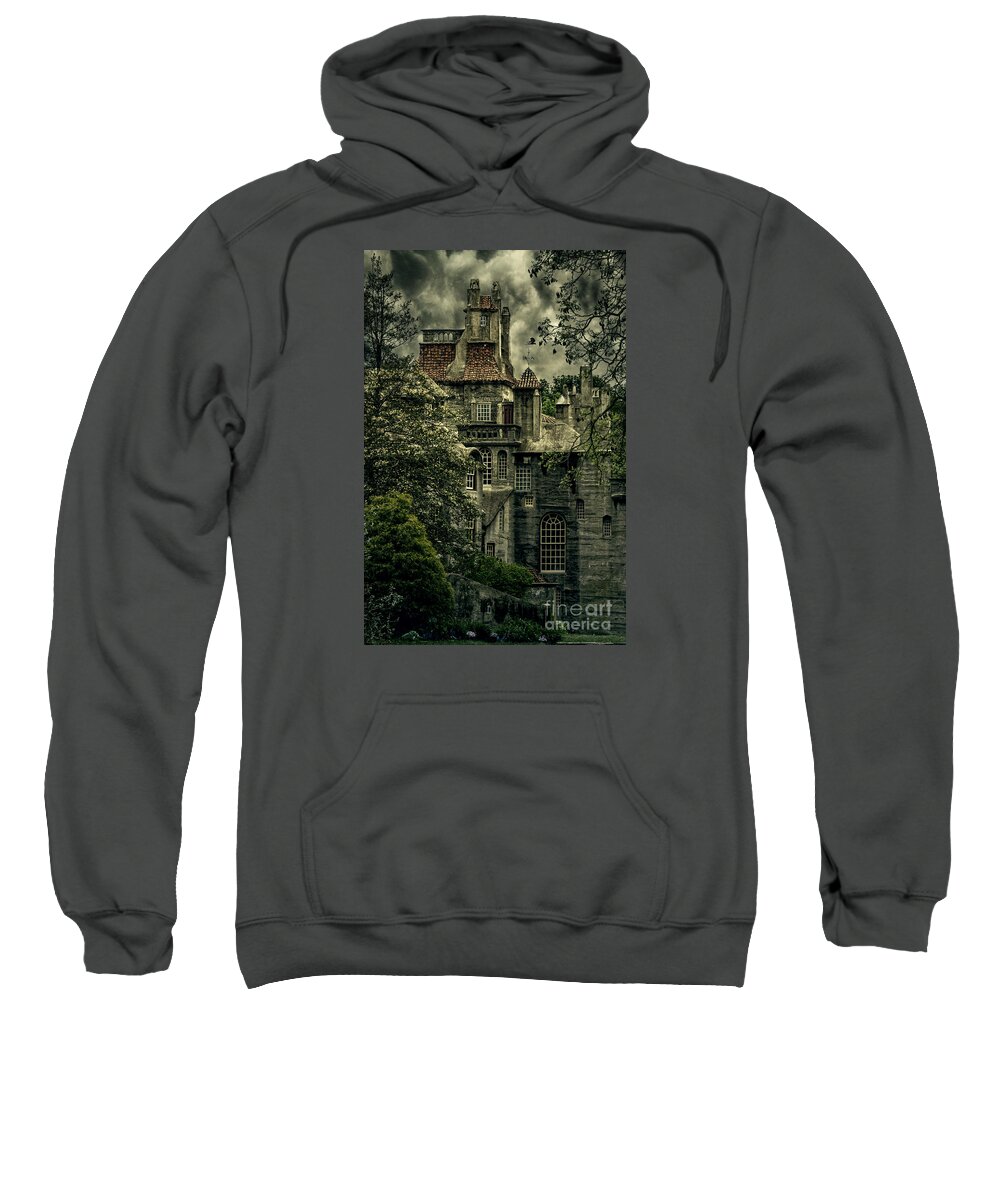 (day Or Daytime) Sweatshirt featuring the photograph Fonthill with Storm Clouds by Debra Fedchin