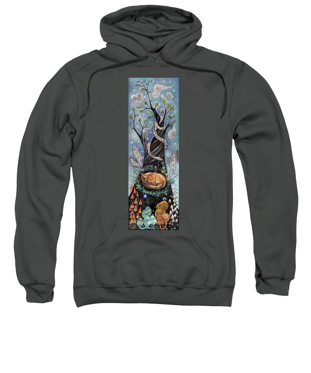 Fox Sweatshirt featuring the painting Forest Temple by Manami Lingerfelt
