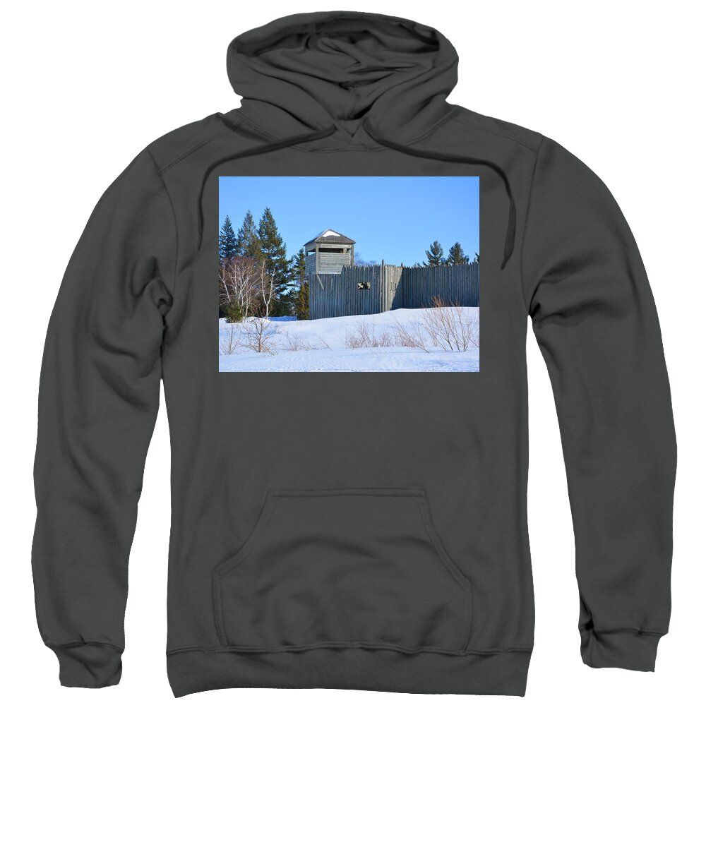 Michigan Sweatshirt featuring the photograph Fort Michilimackinac Northeast Blockhouse by Keith Stokes
