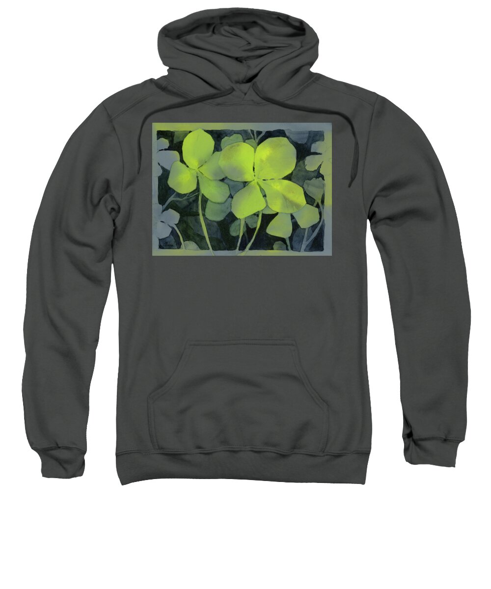 Clover Sweatshirt featuring the painting Four Leaf Clover Watercolor by Olga Shvartsur