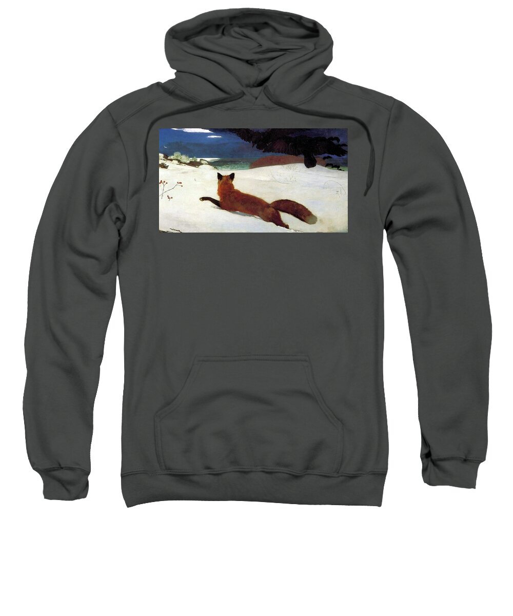 Winslow Homer Sweatshirt featuring the painting Fox Hunt by Winslow Homer