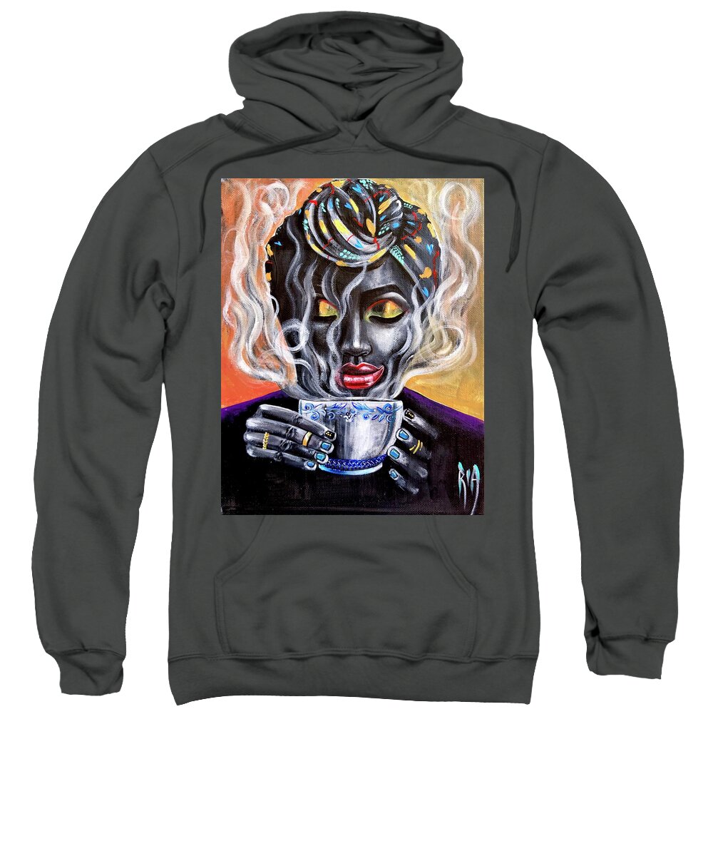 Coffee Sweatshirt featuring the painting Fresh Brewed by Artist RiA