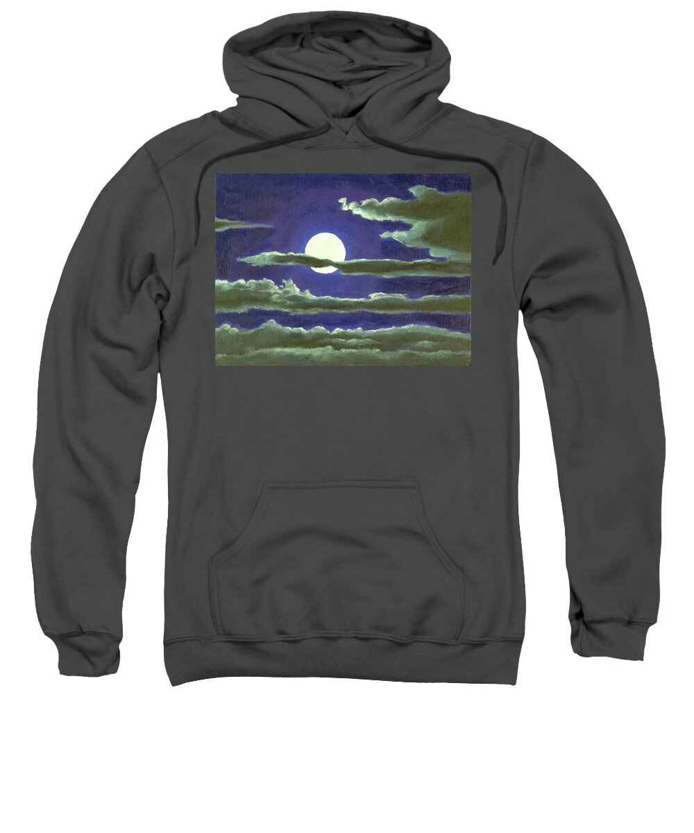 Night Sweatshirt featuring the painting Full Moon by Don Morgan