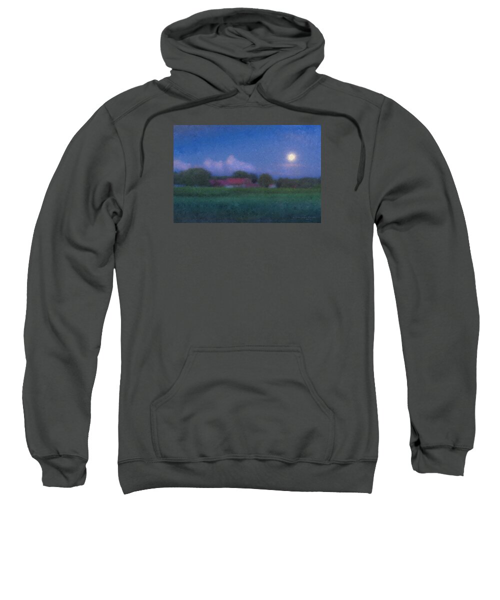 Landscape Sweatshirt featuring the painting Full Moon over Westport by Bill McEntee