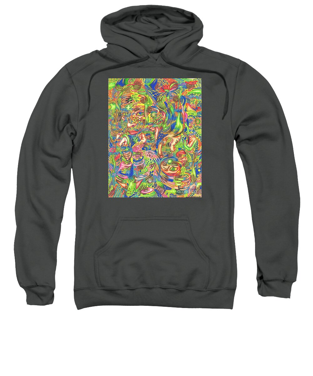 Garden Sweatshirt featuring the drawing Garden of Reflections by Justin Jenkins