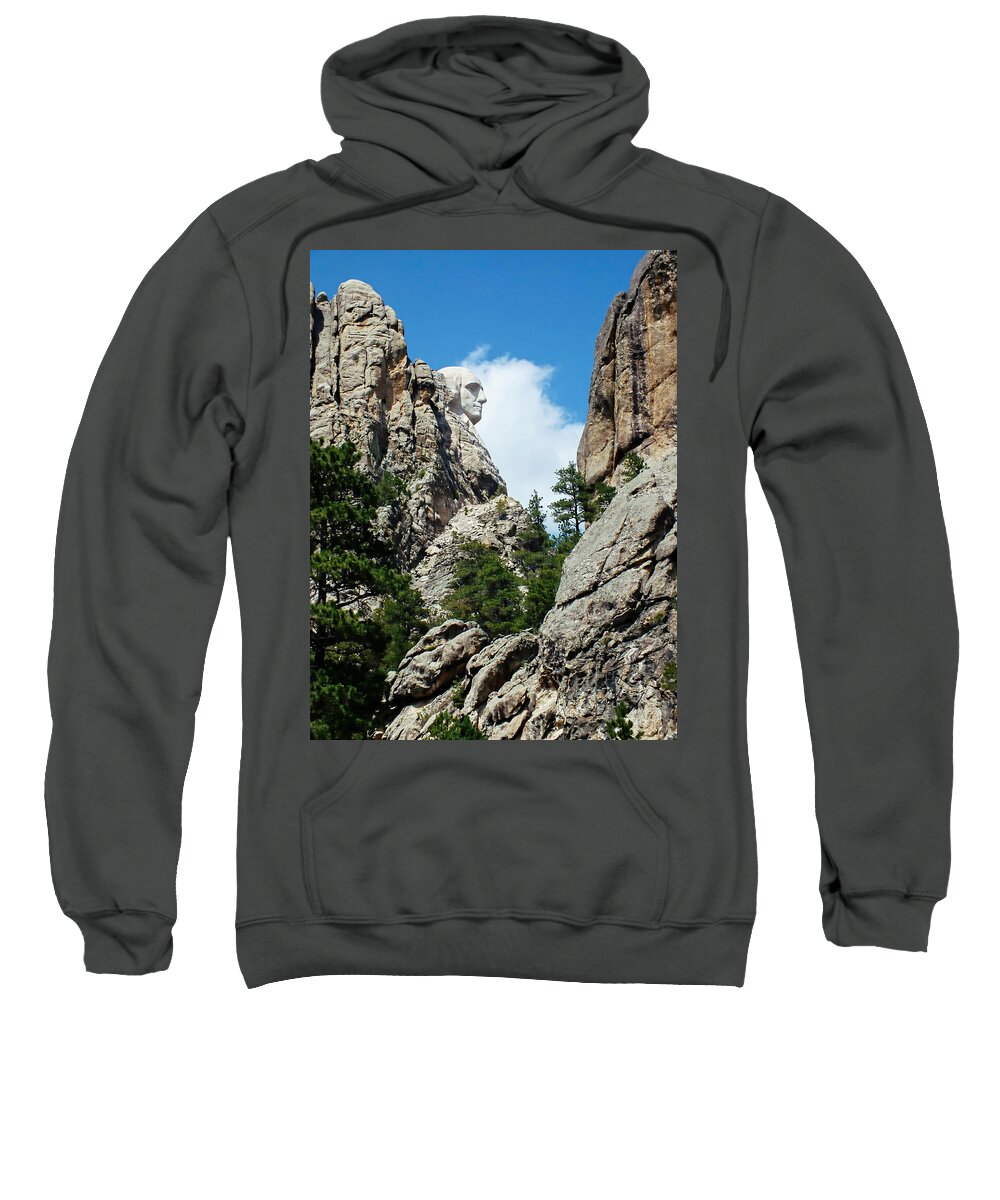 United States Sweatshirt featuring the photograph George Washinton Profile - Mount Rushmore South Dakota by Joseph Hendrix