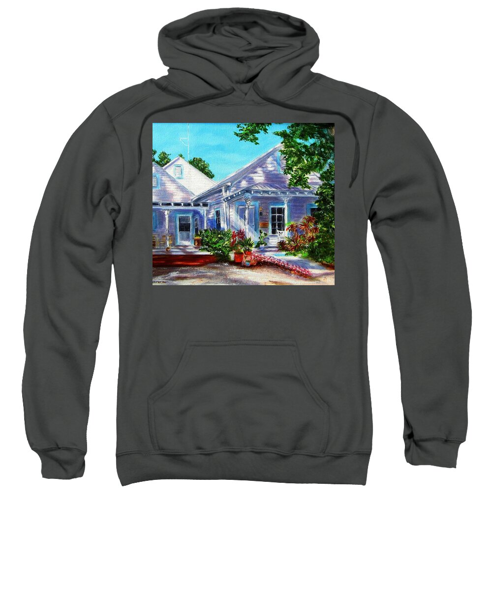 Georgia Street Sweatshirt featuring the painting Georgia Street, Key West by Linda Cabrera