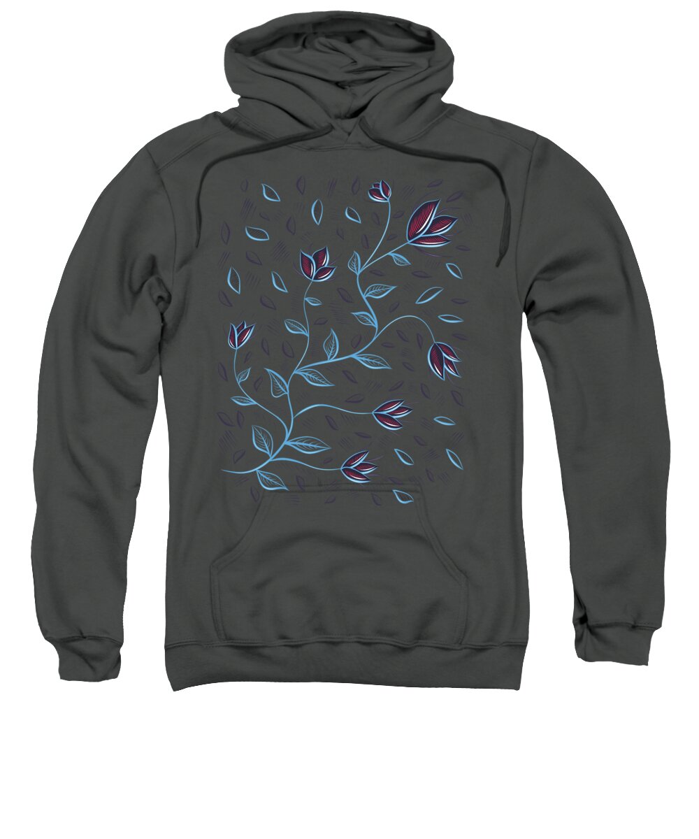 Glow Sweatshirt featuring the digital art Glowing Blue Abstract Flowers by Boriana Giormova