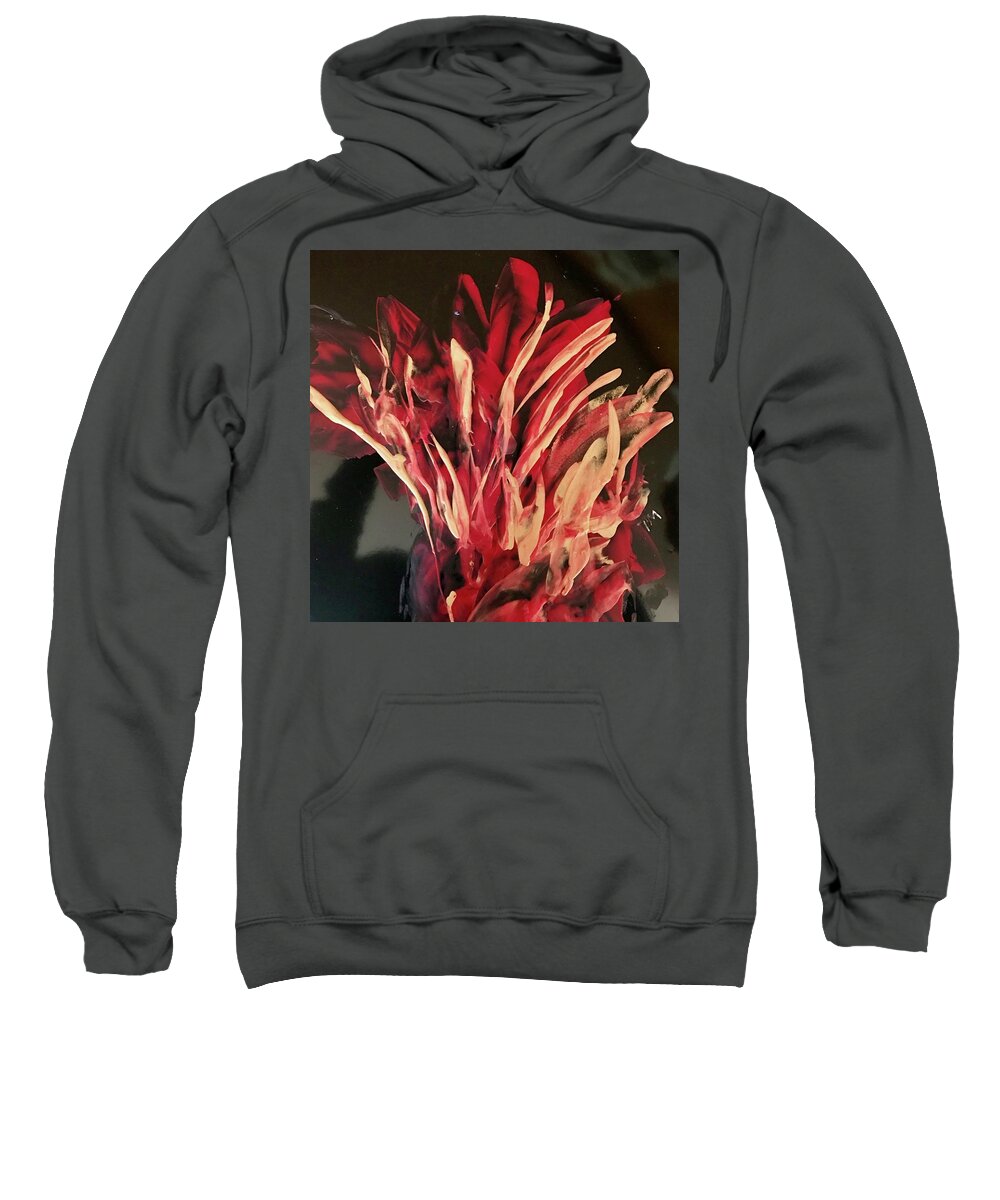 Red Sweatshirt featuring the painting Golden Flowers by Tommy McDonell