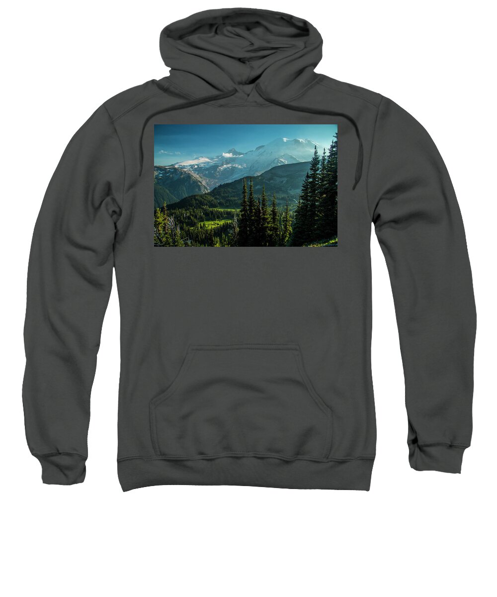 Mt Rainier Sweatshirt featuring the photograph Golden Hour by Doug Scrima