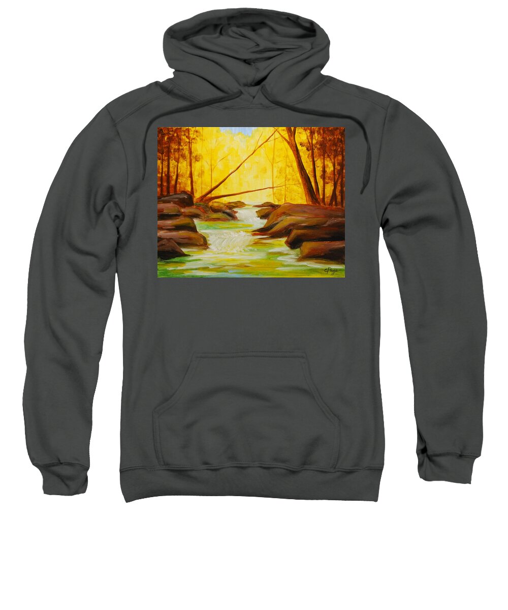 Creek Sweatshirt featuring the painting Golden Hour by Emily Page
