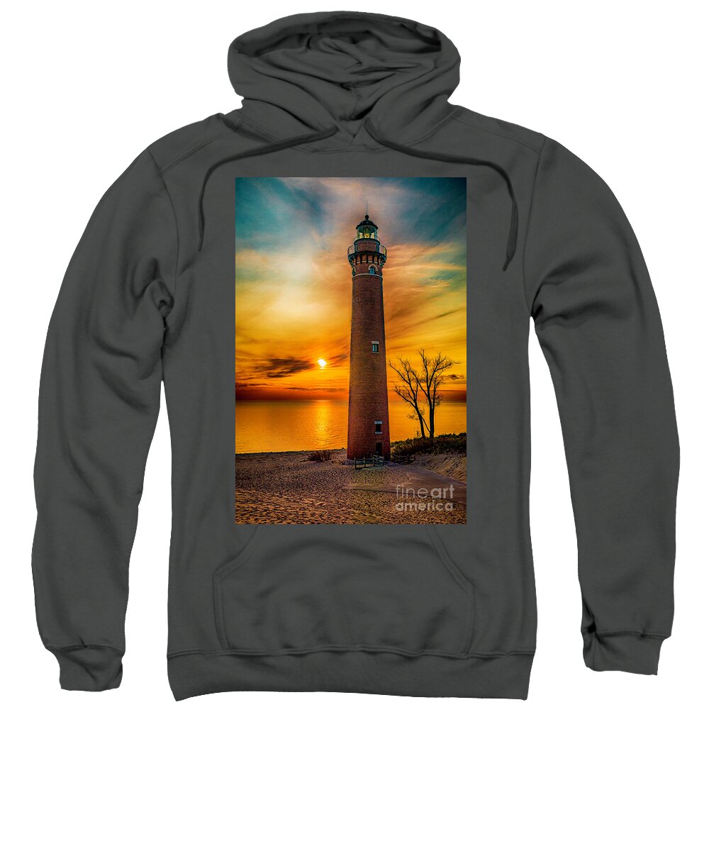 Great Lake Sweatshirt featuring the photograph Golden Sunset At Little Sable by Nick Zelinsky Jr