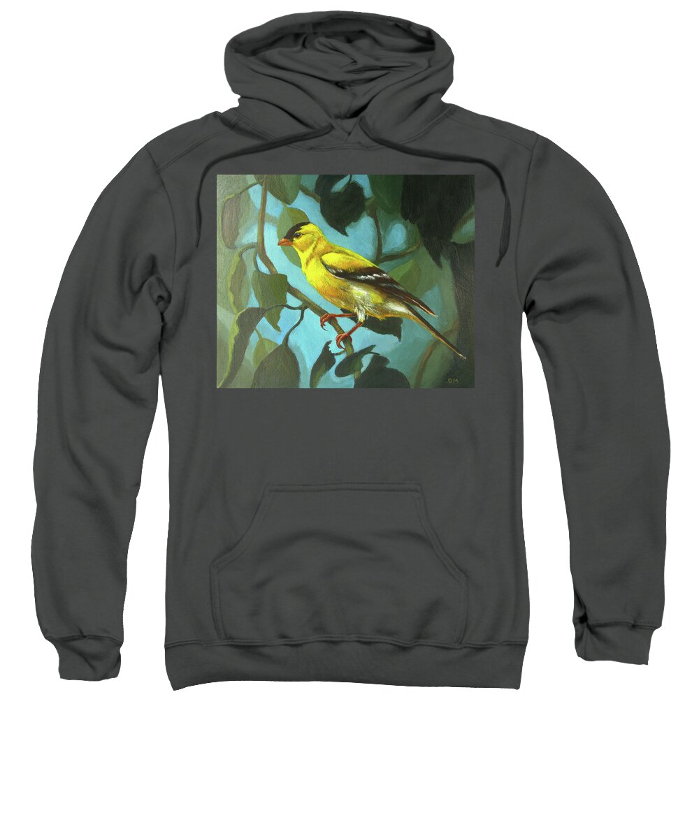 Yellow Sweatshirt featuring the painting Goldfinch by Don Morgan