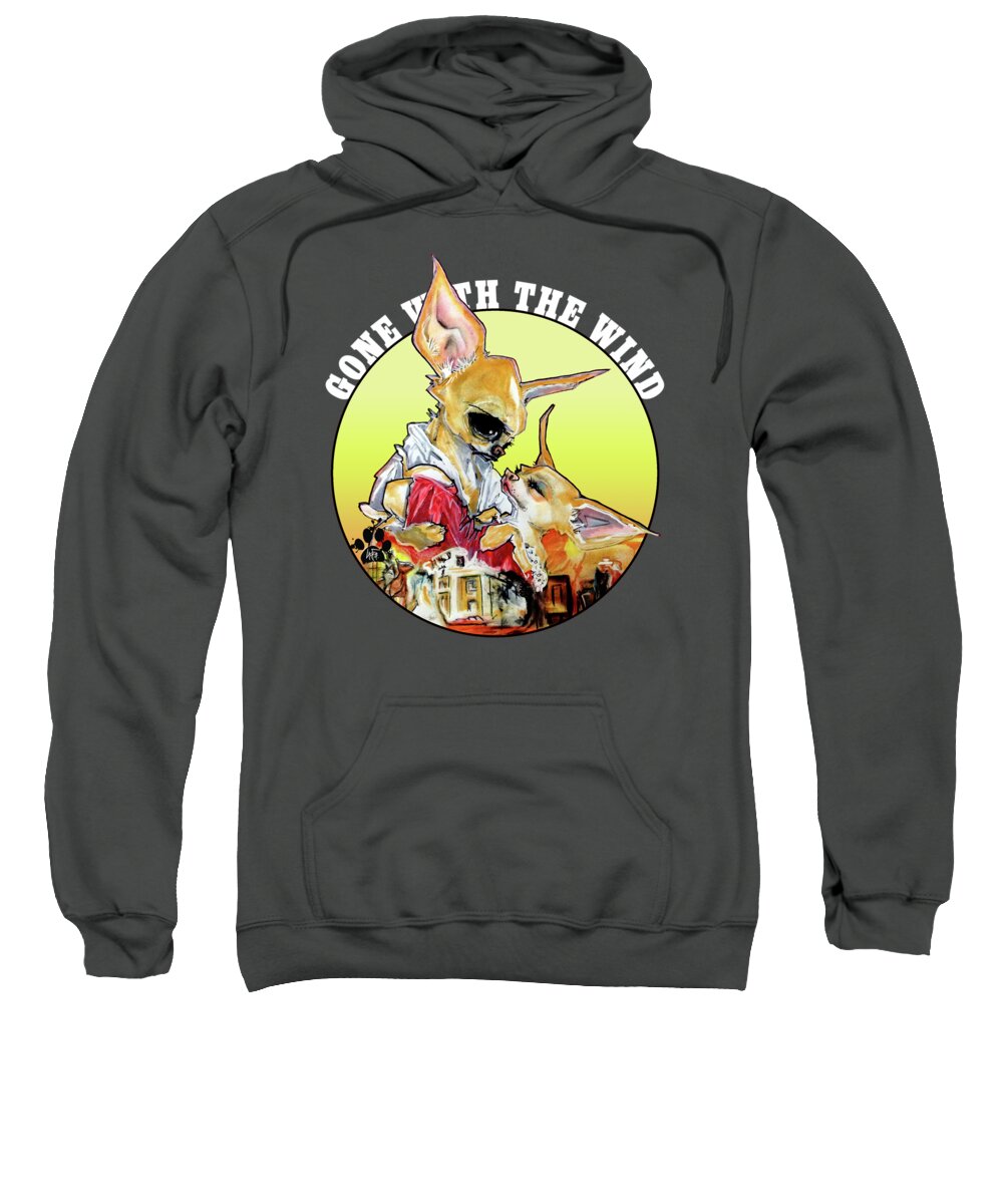 Dog Caricature Sweatshirt featuring the drawing Gone With The Wind Chihuahuas Caricature Art Print by Canine Caricatures By John LaFree