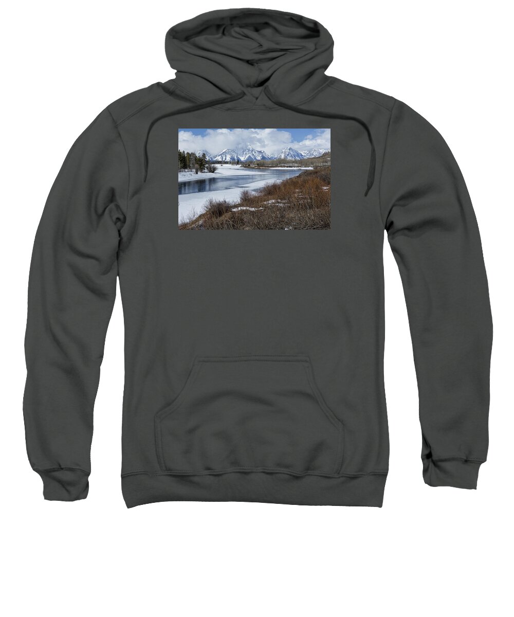 Grand Tetons Sweatshirt featuring the photograph Grand Tetons from Oxbow Bend by Belinda Greb