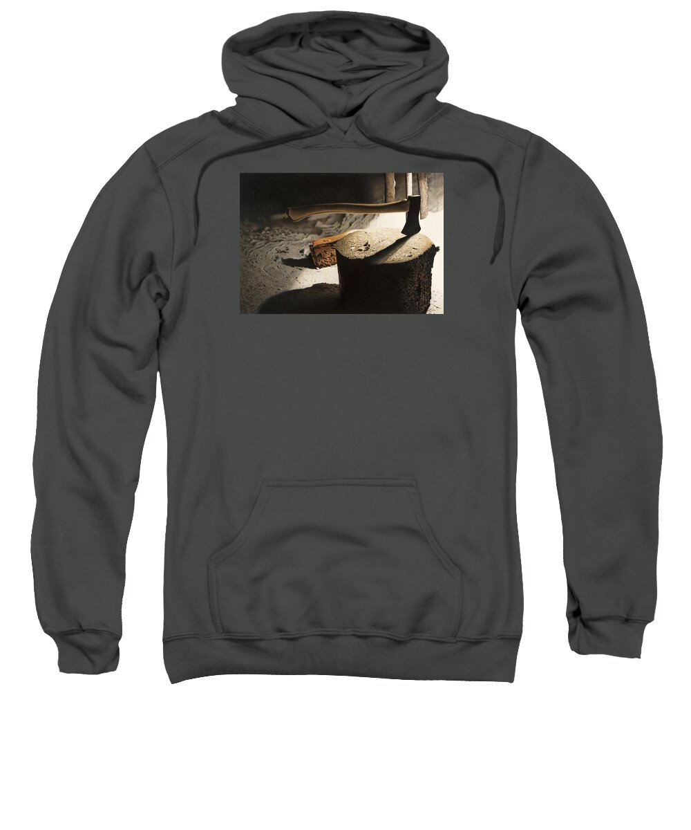 Woodshed Sweatshirt featuring the drawing Grandpa's Woodshed by Stirring Images