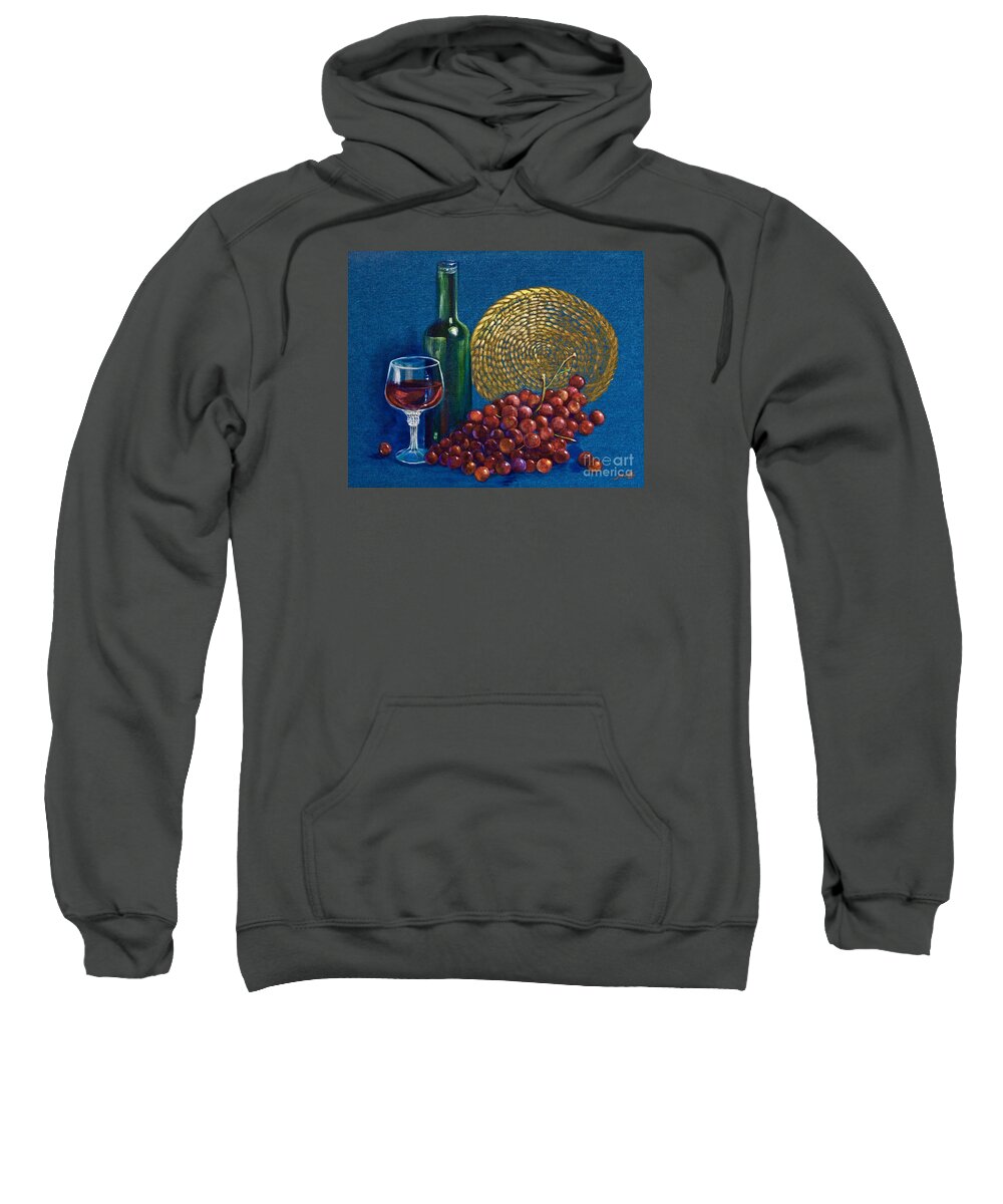 Still-life Sweatshirt featuring the painting Grapes and Wine by AnnaJo Vahle