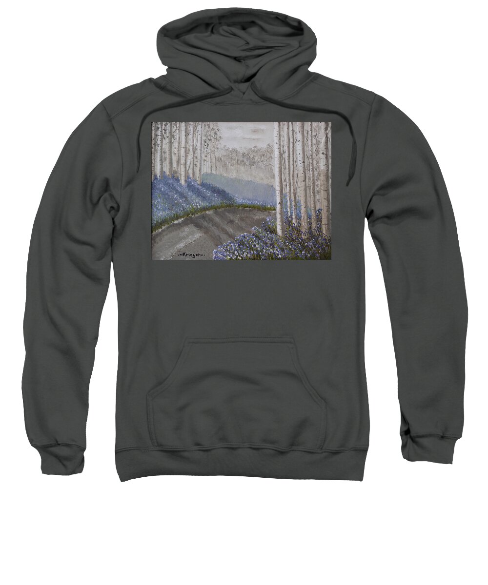 Grayscale Sweatshirt featuring the painting Grayscale Bluebells by Stephen Krieger