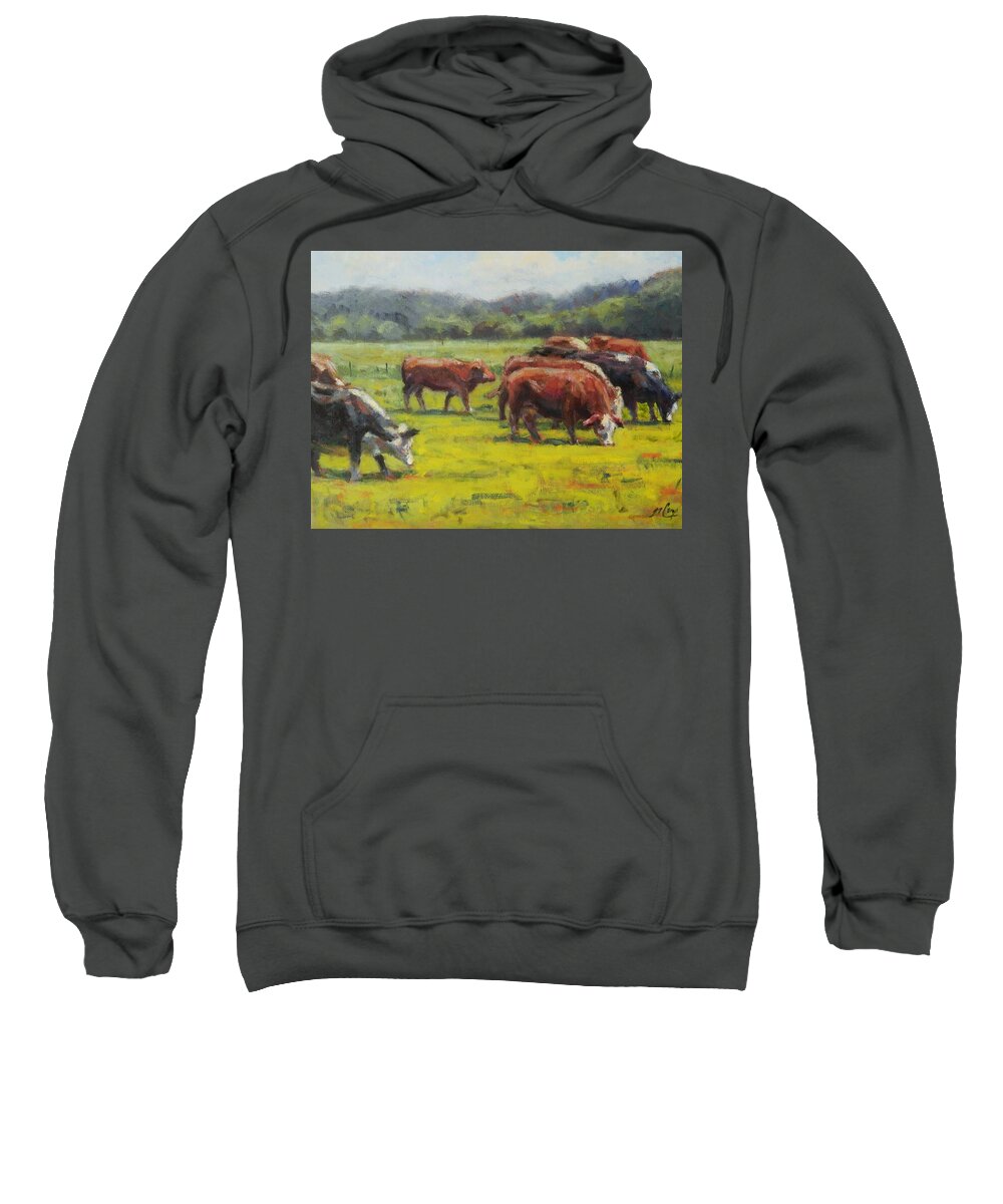 Impressionism Sweatshirt featuring the painting Grazing in the Grass by Michael Camp
