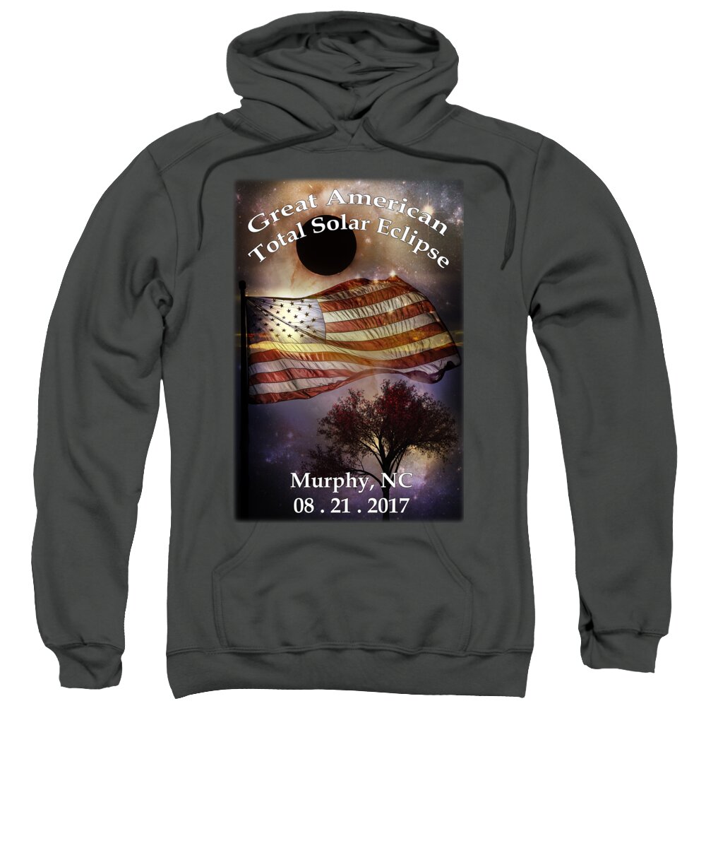 American Sweatshirt featuring the digital art Great American Eclipse American Flag T Shirt Art by Debra and Dave Vanderlaan