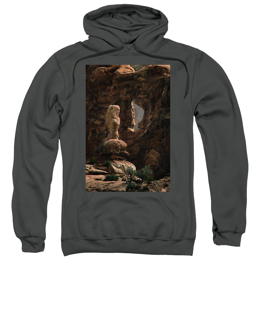 Desert Sweatshirt featuring the photograph Gremlin at the Window by John Christopher