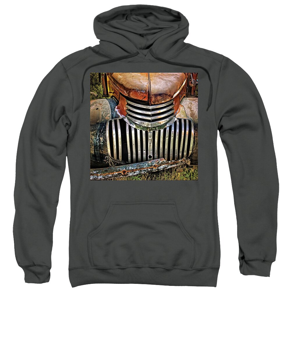 Old Sweatshirt featuring the photograph Grill of Old Rusty Truck by C VandenBerg