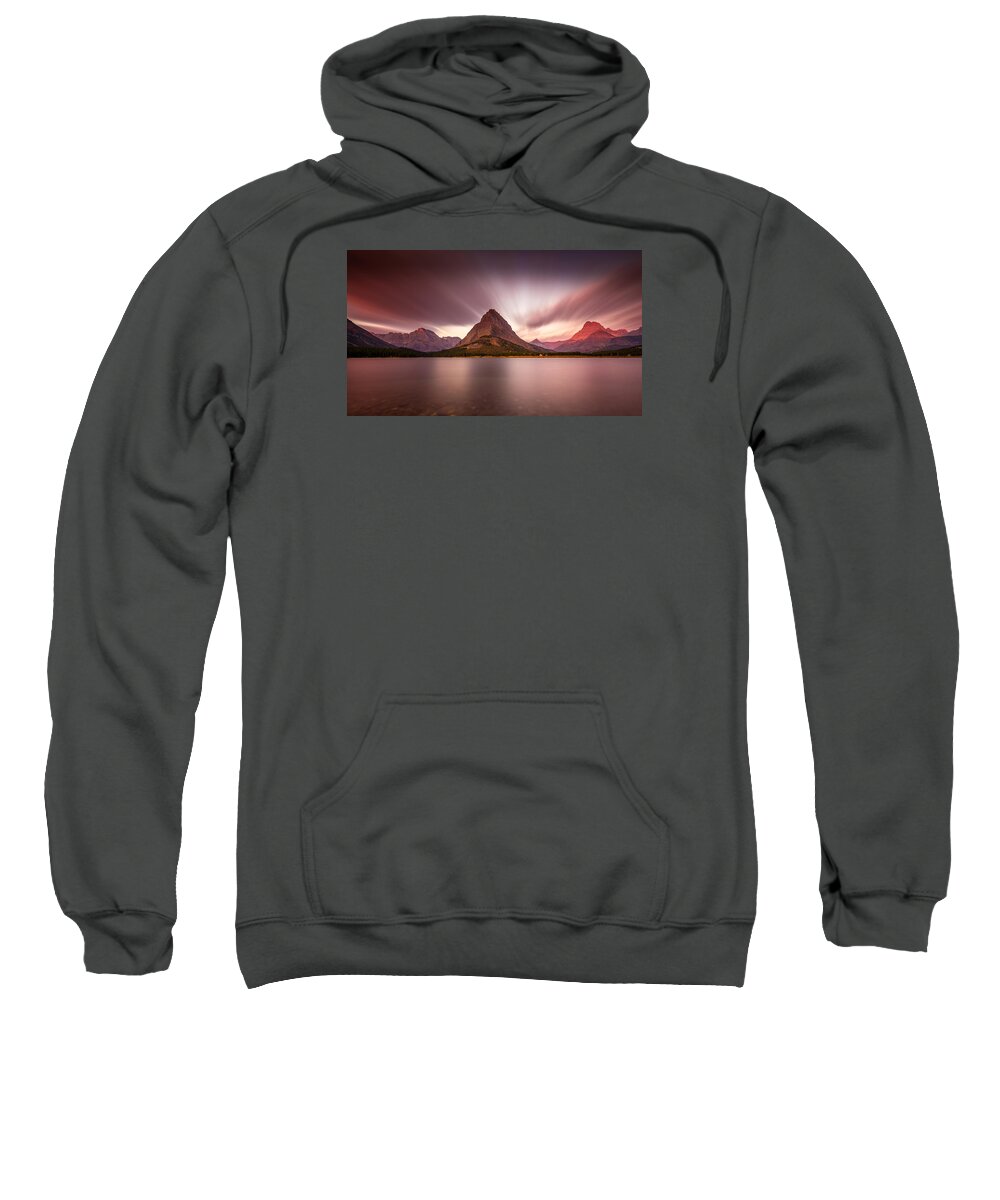 Glacier National Park Sweatshirt featuring the photograph Grinnell Sunrise by Pierre Leclerc Photography