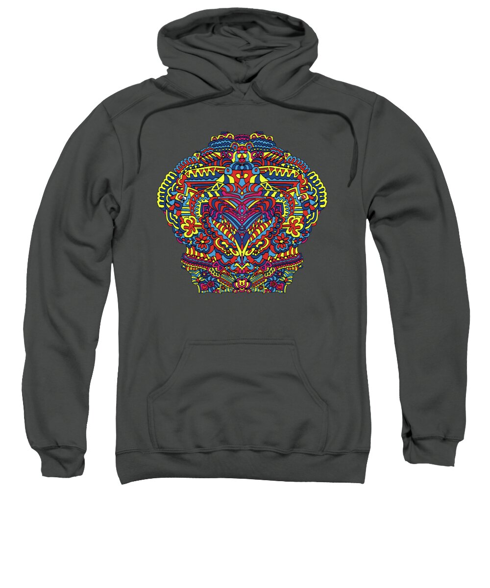 Abstractedness Sweatshirt featuring the drawing Groovy ZenDoodle Colorful Art by Gravityx9 Designs