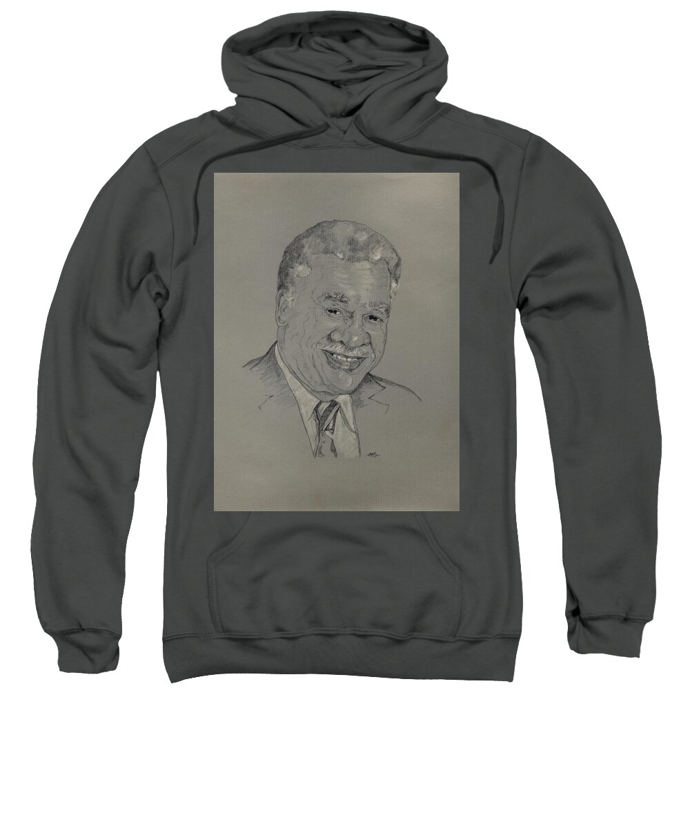 Custom Portrait Sweatshirt featuring the drawing Harold Washington by Michelle Gilmore