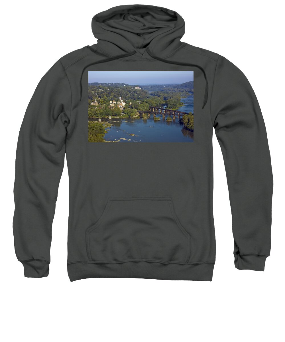 Harpers Ferry Sweatshirt featuring the photograph Harpers Ferry West Virginia From Above by Brendan Reals