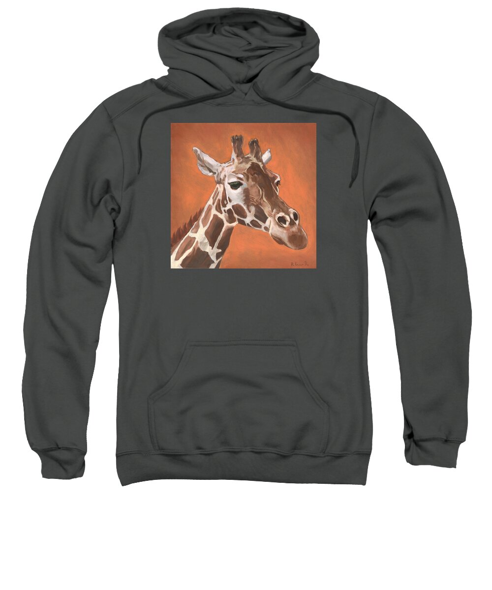 Giraffe Sweatshirt featuring the painting Have A Long Reach by Nathan Rhoads