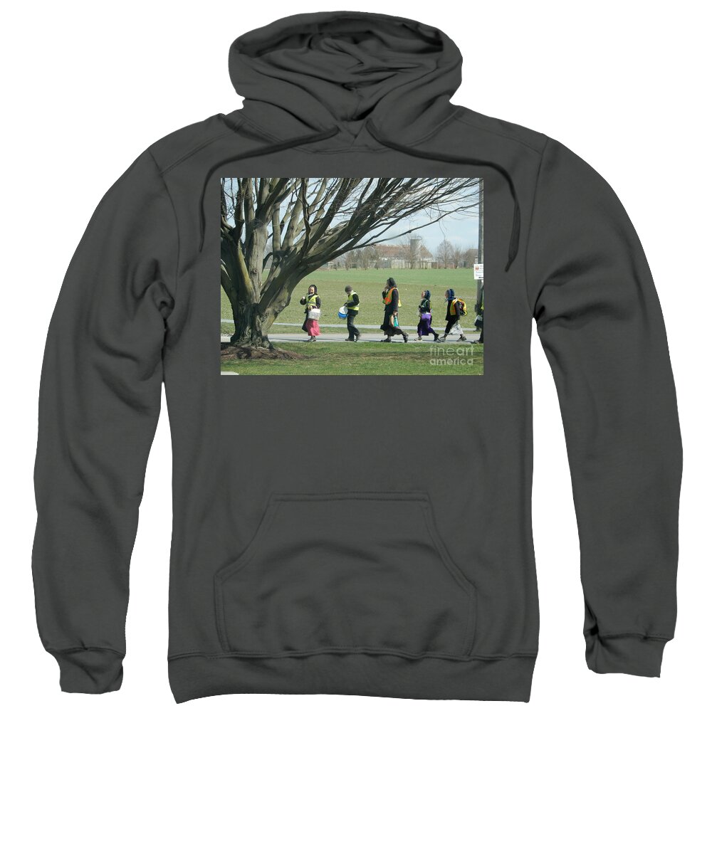 Amish Sweatshirt featuring the photograph Heading Home from School by Christine Clark