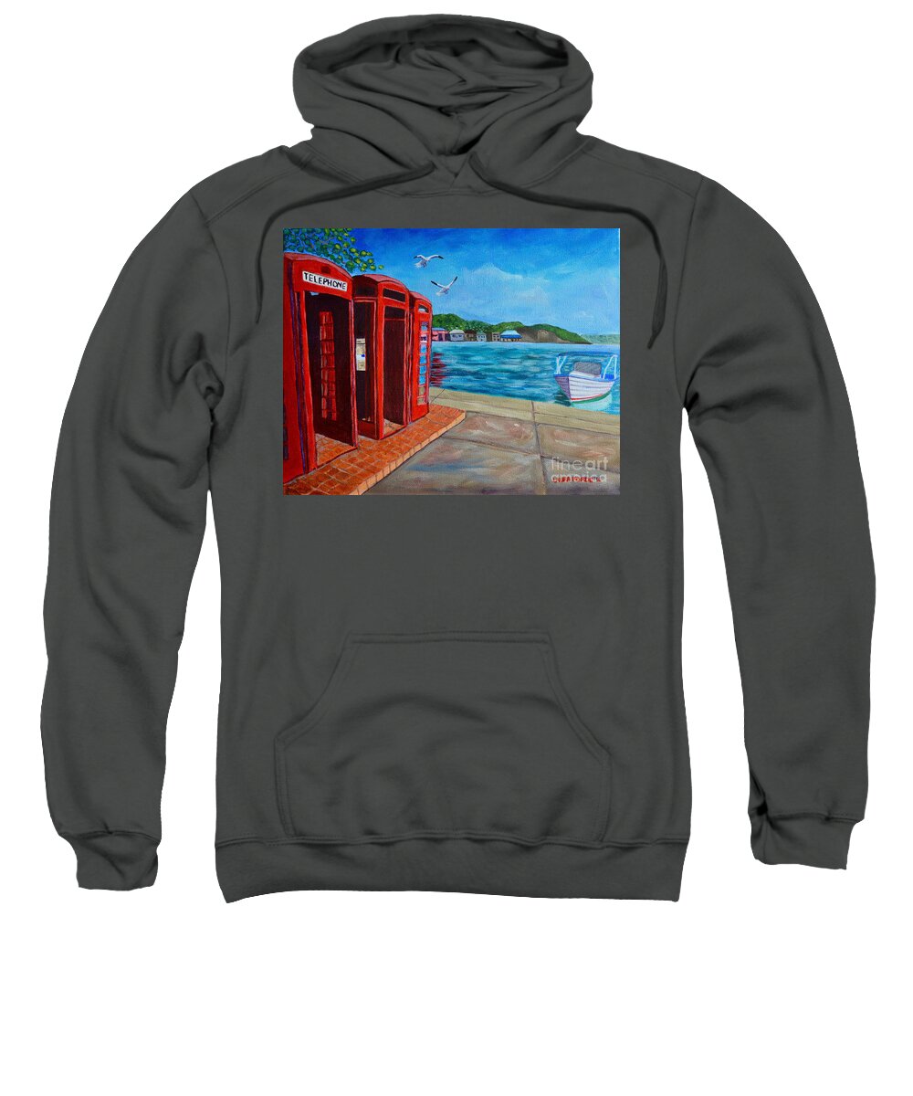Grenada Sweatshirt featuring the painting Hello, it's me, I'm on the Carenage by Laura Forde