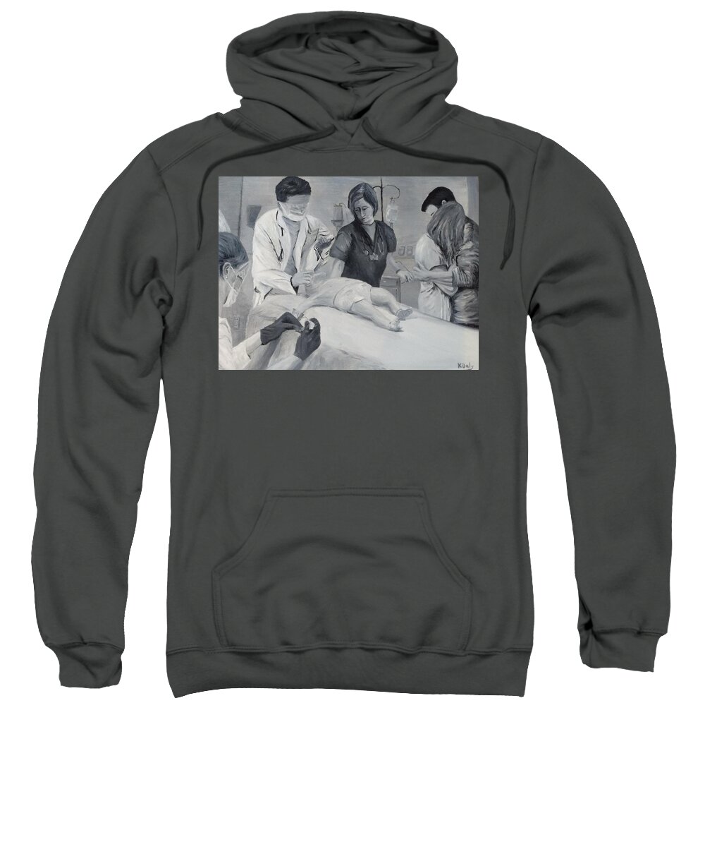 Medical Art Sweatshirt featuring the painting Help by Kevin Daly