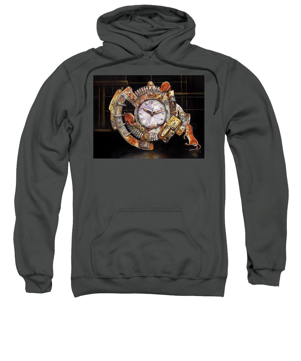 Clock Sweatshirt featuring the painting Hickory Dickory Dock by Peter Williams