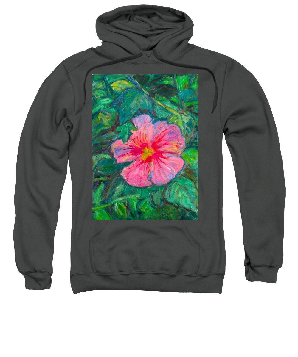 Hibiscus Sweatshirt featuring the painting Hidden Beauty Stage Two by Kendall Kessler