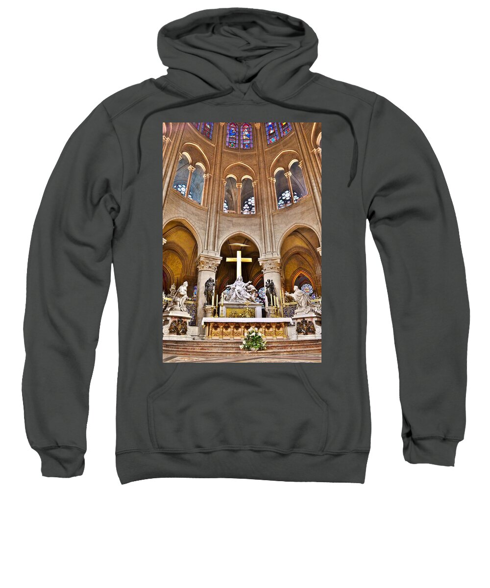 Notre Dame Sweatshirt featuring the photograph High Alter Notre Dame Cathedral Paris France by Kim Bemis