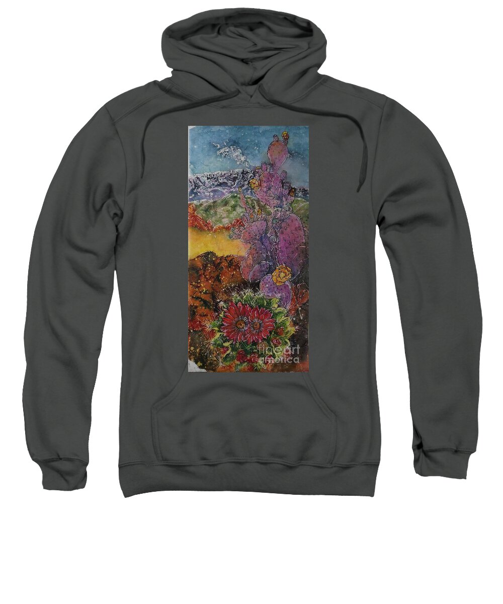 Watercolor Batik Sweatshirt featuring the mixed media High Desert Spring by Carol Losinski Naylor