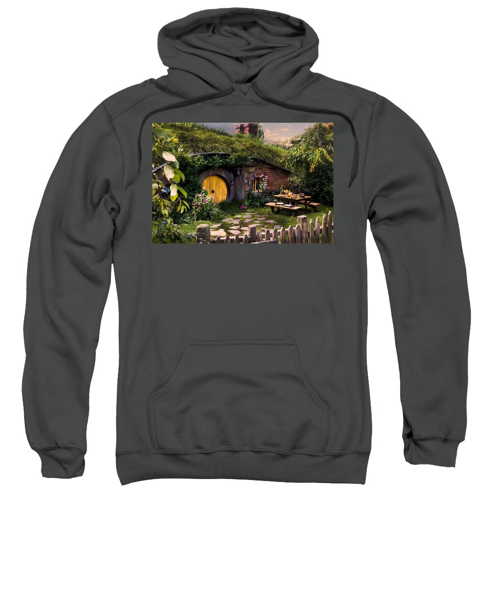 The Shire Sweatshirt featuring the photograph Hobbit Hole at Sunset by Kathryn McBride