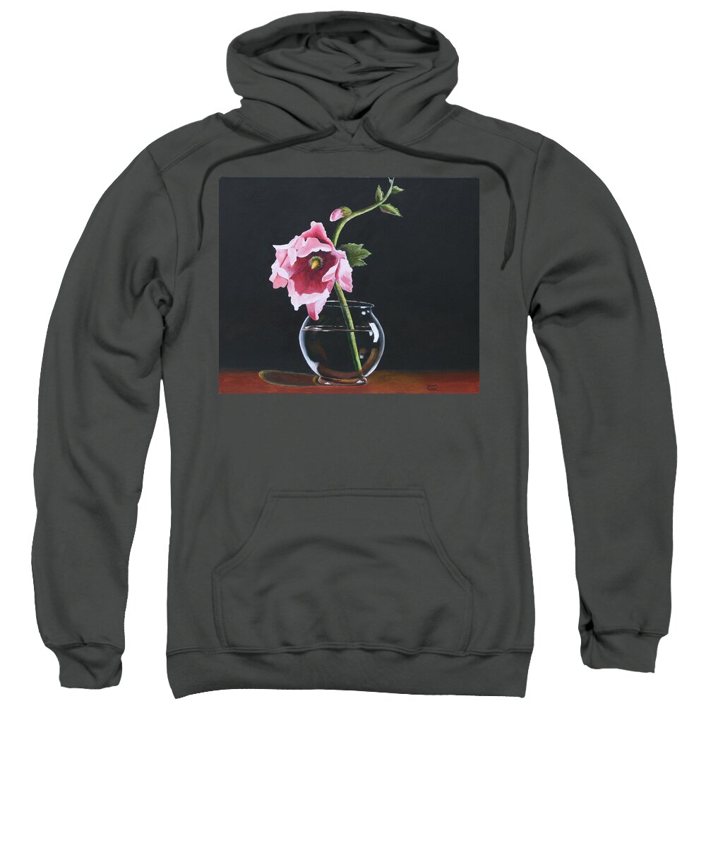 Flower Sweatshirt featuring the painting Hollyhock by Donna Tucker