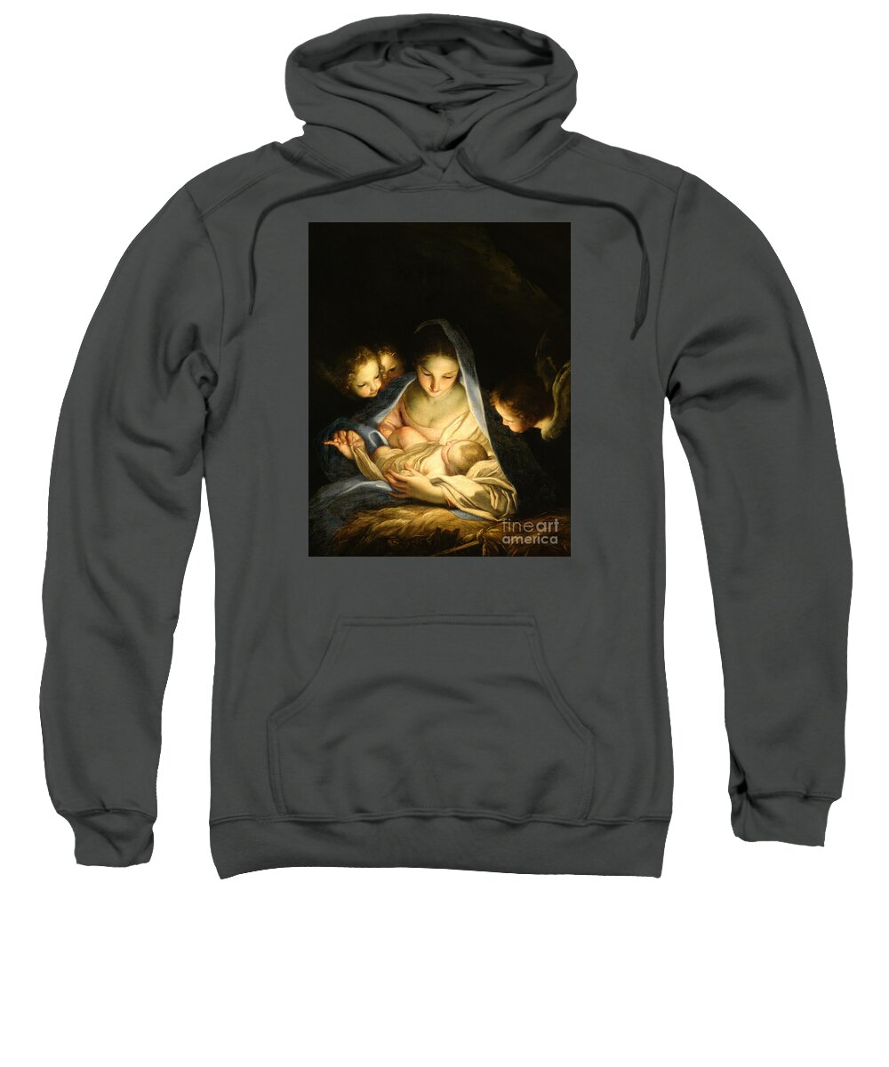 Virgin And Child Sweatshirt featuring the painting Holy Night by Carlo Maratta