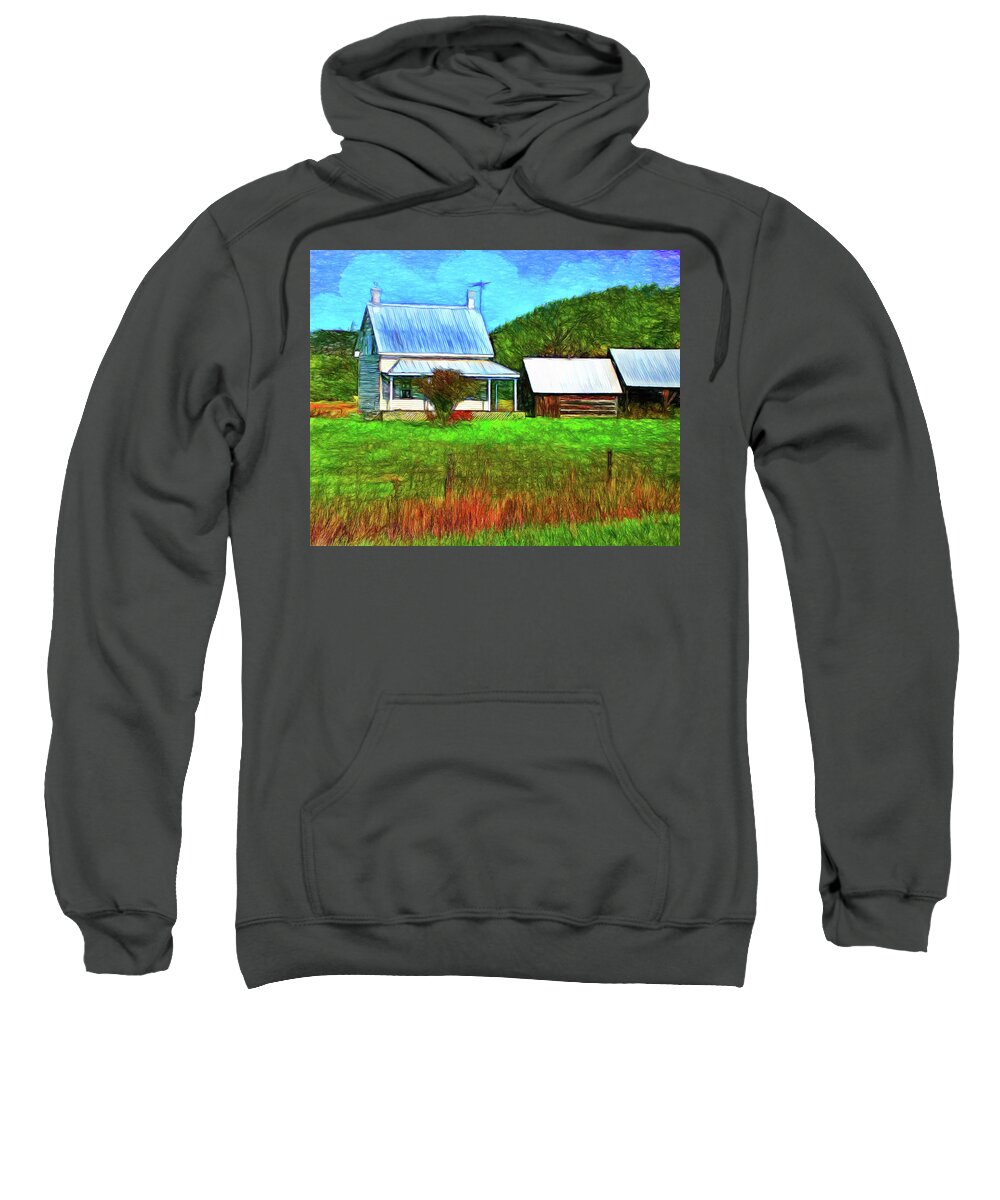 Farm Sweatshirt featuring the digital art Homestead by Leslie Montgomery