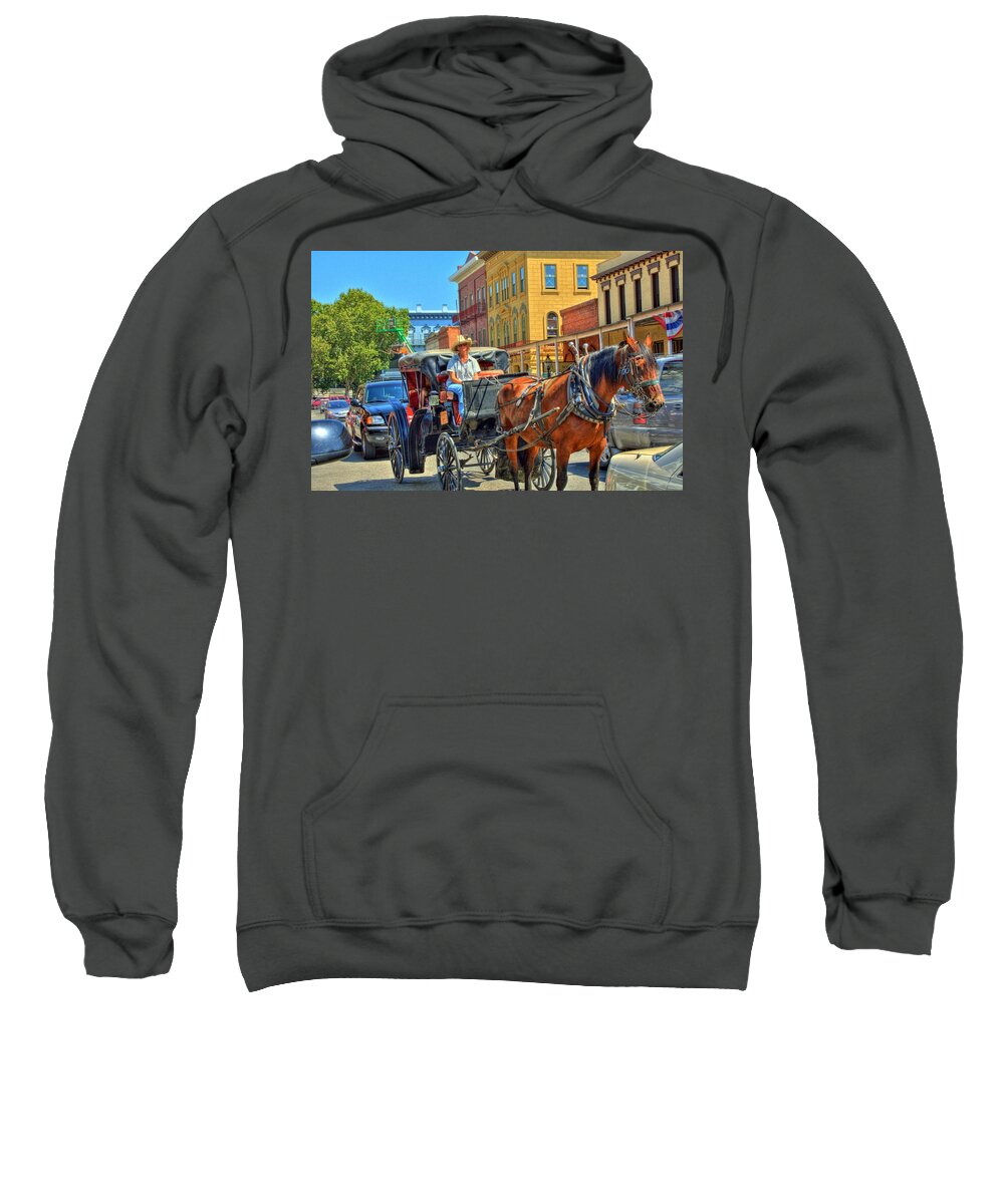 Hdr Sweatshirt featuring the photograph Horse Drawn Carriage Ride by Randy Wehner