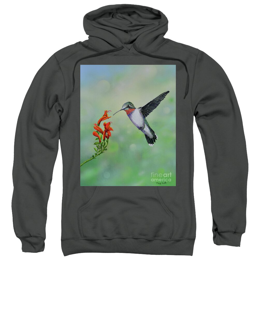 Hummingbird Sweatshirt featuring the painting Hummingbird Beauty by Mary Scott