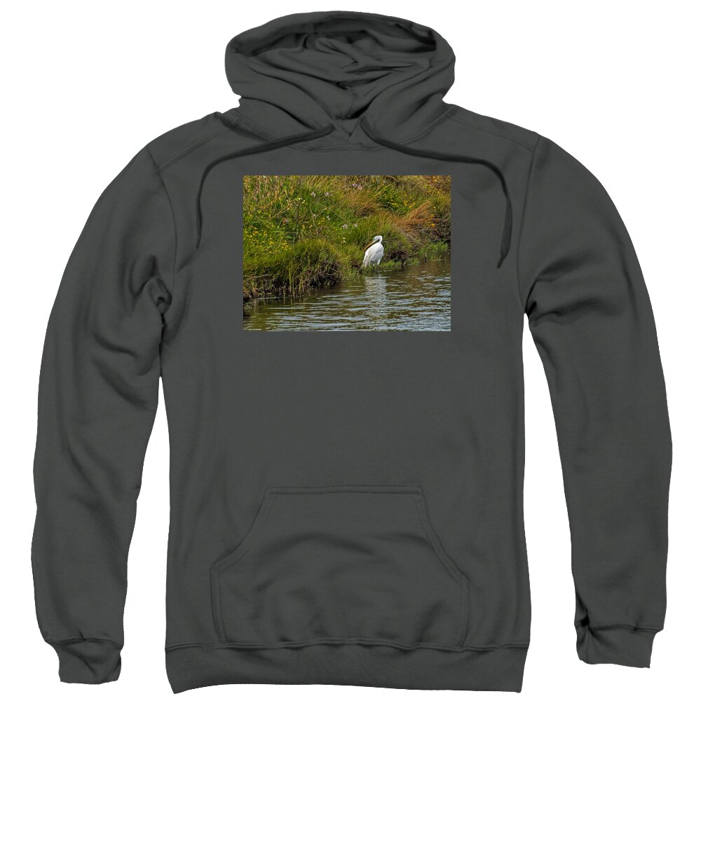  Great Egret Sweatshirt featuring the photograph Huntress by Alana Thrower