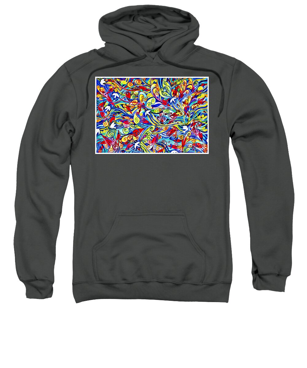 Lise Winne Sweatshirt featuring the painting Hurricane of Doves and Hearts by Lise Winne