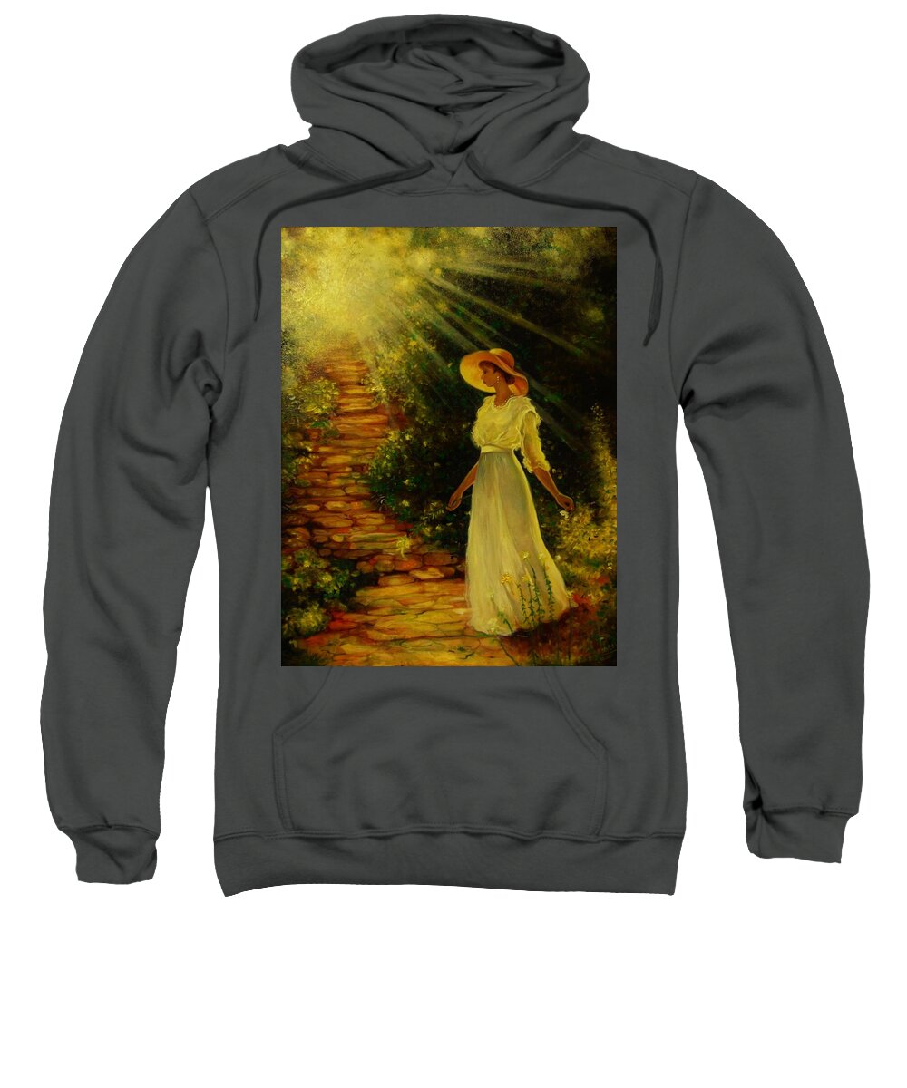 African American Landscape Picture Of A Woman Seeing The Light Sweatshirt featuring the painting I See The Light by Emery Franklin