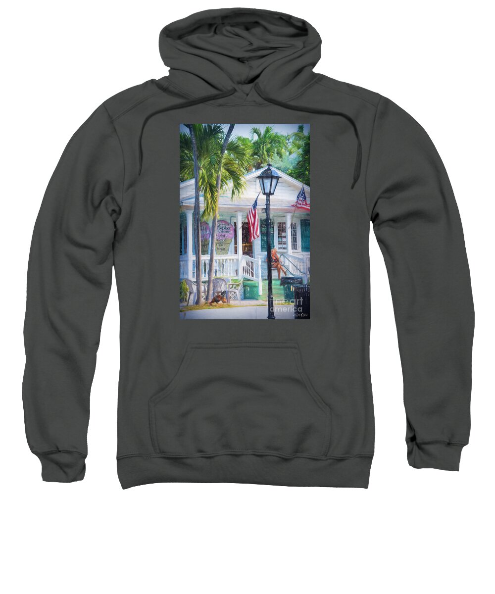 Tropical Sweatshirt featuring the digital art Ice Cream in Key West by Linda Olsen